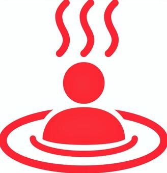 ピクトグラムの赤の温泉です。 ピクトグラム,温泉,シンプル,露天風呂,湯船,旅館,風呂,日本,癒し,リラックスのイラスト素材