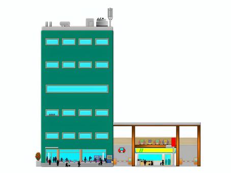 Illustration, building, people, convenience store, 