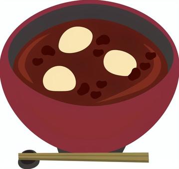 冬　ぜんざい 冬,食べ物,和菓子,ぜんざい,あんこ,お汁粉,もち,白玉,あずき,温かいのイラスト素材