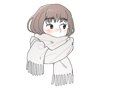 マフラーをした女性 マフラー,セピア,女性,冬,防寒着,寒いのイラスト素材