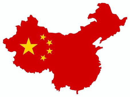 中国の地図アイコン 星模様付き 中国,地図,地形,マップ,星,シンプル,アイコン,国のイラスト素材