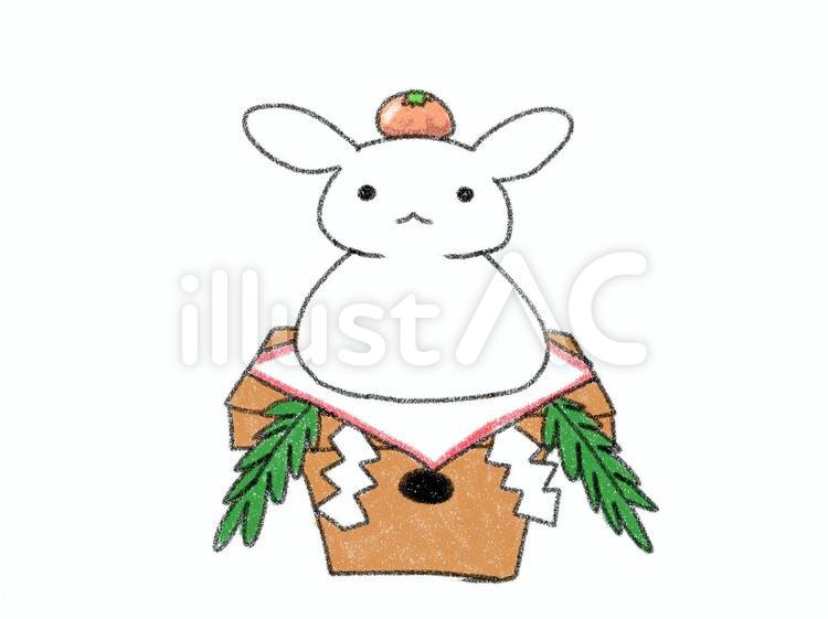 うさぎの鏡餅 うさぎ,鏡餅,正月のイラスト素材