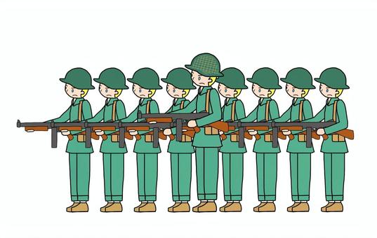 銃を構える米軍部隊 米兵,米軍,アメリカ兵,アメリカ軍,連合軍,連合軍兵士,太平洋戦争,第二次世界大戦,兵士,軍隊のイラスト素材