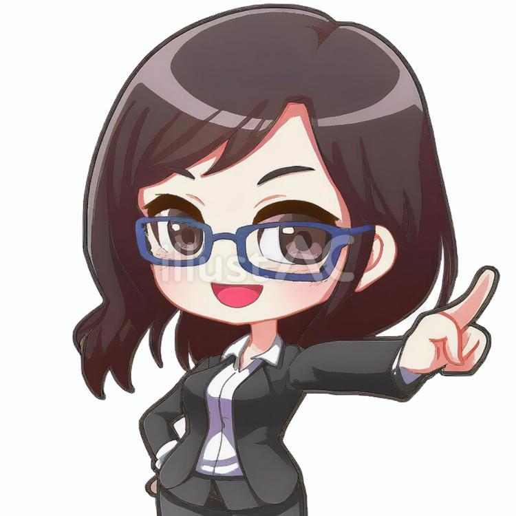 指差しするキレイな眼鏡の女性新入社員 女性,ol,会社員のイラスト素材