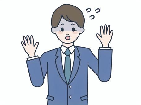 焦るスーツ姿の男性のイラスト 男性,スーツ,上半身,焦る,困る,戸惑う,汗,青ざめる,ビジネスマン,ビジネスのイラスト素材