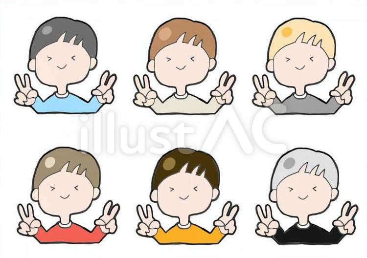 男の子＿ピース 男の子,ピース,嬉しいのイラスト素材