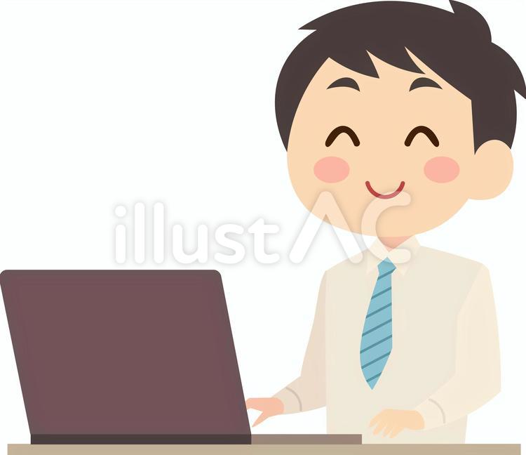 パソコンで仕事をする会社員02 パソコンで仕事をする会社員02 会社員,サラリーマン,事務員のイラスト素材