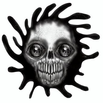 死神のようなガイコツ顔の祟り神の顔 祟り神,荒神,怨霊,死神,怪異,妖怪,化け物,妖魔,幽霊,怪談のイラスト素材