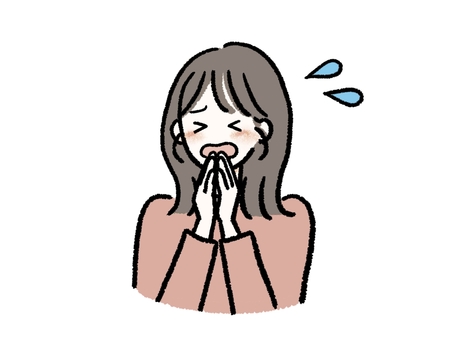 手を合わせて、お願いする（謝る）女性 女性,手,合わせる,合掌,困る,謝る,ごめん,ごめんなさい,謝罪,協力のイラスト素材