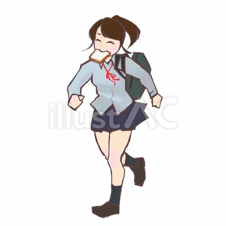 登校 登校,女子高生,jkのイラスト素材