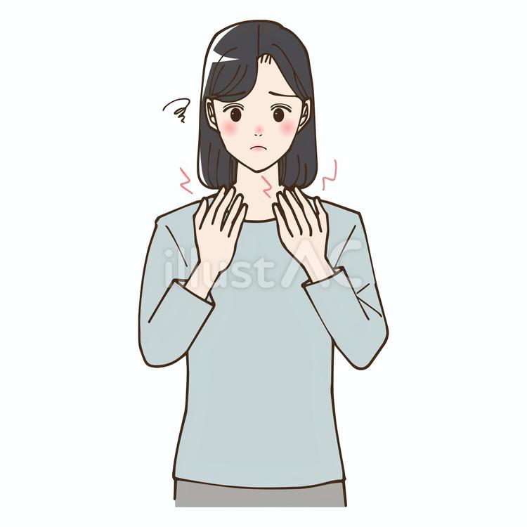 手が荒れて痛い女性 手荒れ,痛い,肌荒れのイラスト素材