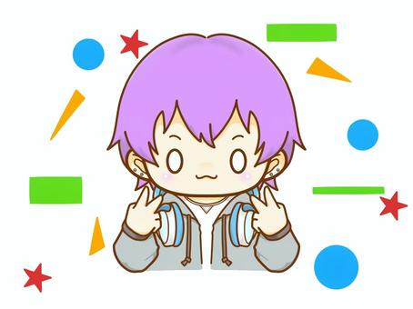 Illustration, boy, piece, double piece, 