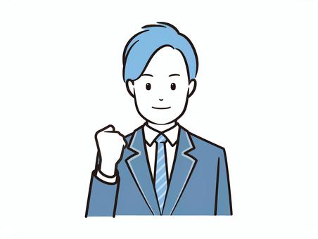 やる気あるブレザー男子学生のガッツポーズ 学生,高校生,生徒,男子学生,ガッツポーズ,ガッツ,男性,男の子,応援,やる気のイラスト素材