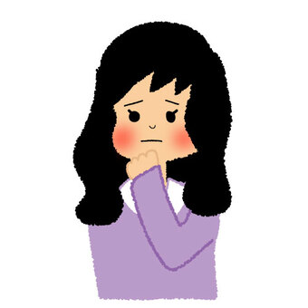 Illustration, to worry, long hair, to think about, JPG and PNG