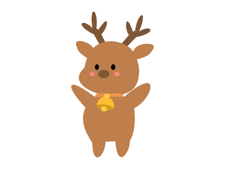 トナカイ①全身 トナカイ,クリスマス,かわいい,12月,冬,おしゃれ,クリスマスカード,動物,イラスト,素材のイラスト素材