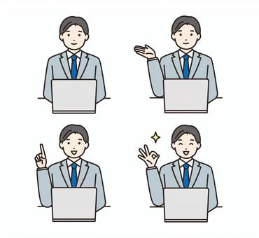 PC를 조작하는 정장 남성 세트, JPG, PNG 및 AI PC를 조작하는 정장 남성 세트, 컴퓨터, 사업, 접수, JPG, PNG 및 AI