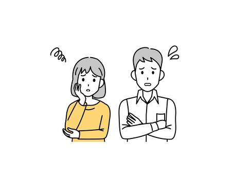 困った表情をした夫婦のイラスト 困った表情をした夫婦のイラスト 夫婦,人物,男性のイラスト素材