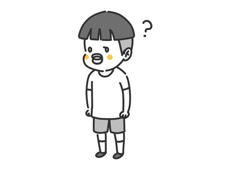 きょとーんとする男の子 子供,子ども,児童,学生,小学生,中学生,男の子,少年,はてな,きょとんのイラスト素材