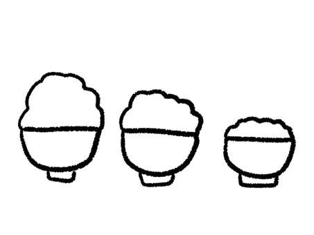 ご飯大中小セット ご飯,セット,定食,手描き,ごはんのイラスト素材