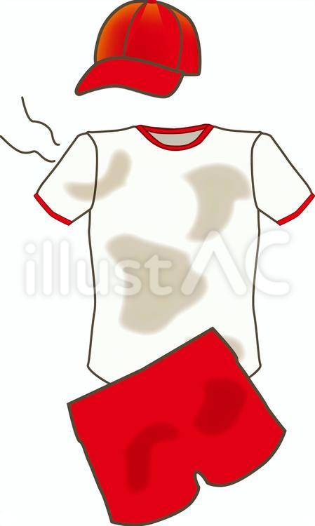 体操服　使用後　赤 体操服,体育,運動会のイラスト素材
