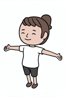 深呼吸する人 深呼吸する人 伸び,深呼吸,注目,笑顔,休憩,ストレッチ,リラックス,仕事終わり,スポーツ,女のイラスト素材