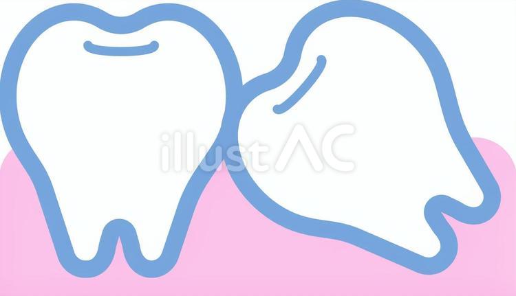 親知らず・斜めに生えた歯のイラスト 歯,親知らず,痛いのイラスト素材