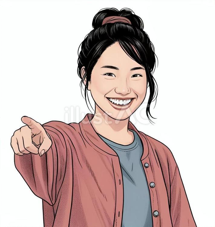指差し 指差し,女性,笑顔のイラスト素材