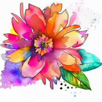 五顏六色的花朵的水彩插圖, 五顏六色的花朵的水彩插圖, 花束, 水彩, 華美,