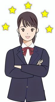 High school girl with folded arms, arms, female, blazer, JPG and PNG