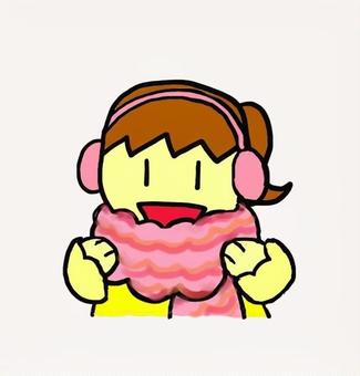 マフラーをつけた女の子 冬,マフラー,女の子のイラスト素材