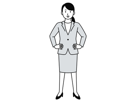 A woman in a suit that shows off her chest, skirt, , JPG, PNG and EPS