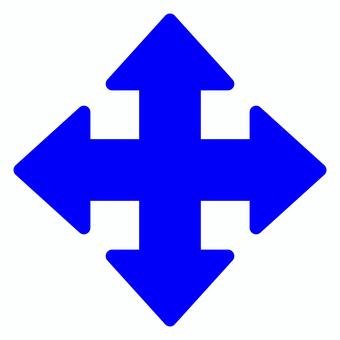 シンプルな青い十字矢印アイコン 矢印,アイコン,十字,四方向,上下,左右,青,方向,移動,基本のイラスト素材