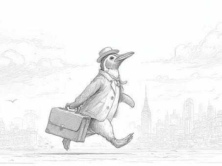 旅するペンギン　線画