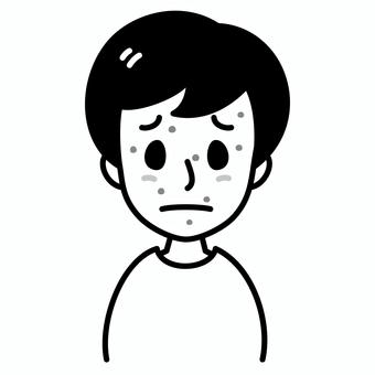 若い男性　発疹　白黒 発疹,男性,白黒,湿疹,水疱瘡,病気,症状,皮膚疾患,アレルギー,麻疹のイラスト素材