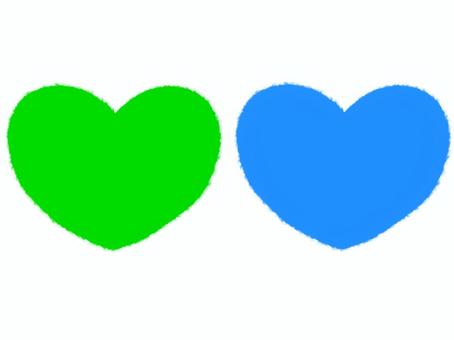 クレヨンタッチの優しいハートのイラスト6 ハート,心,愛,恋,感謝,緑,青,セット,マーク,シンボルのイラスト素材