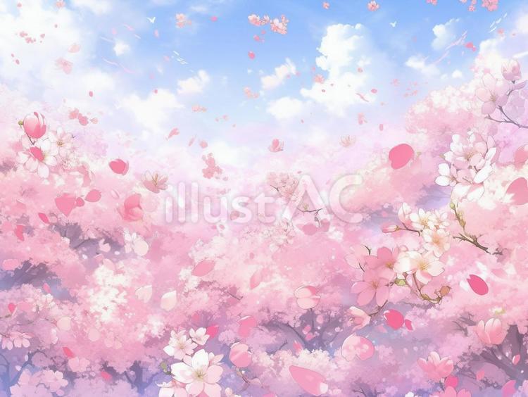 散る桜と青空 桜,青空,散るのイラスト素材