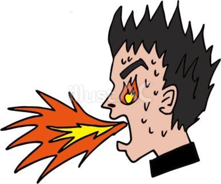 激辛料理を食べて火をふく男性のイラスト 激辛,男性,火のイラスト素材