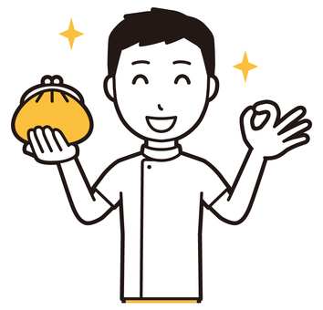  理学療法士男(黄)-001-バスト 財布,理学療法士,整体師,白衣,医療,病院,柔道整復師,カイロプラクティック,鍼灸師,マッサージ師のイラスト素材