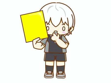 注意！！ 審判,注意,警告,イエローカード,ルール違反,サッカー,ホイッスルのイラスト素材