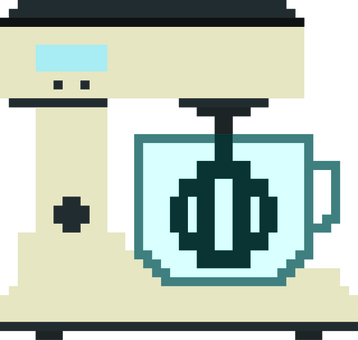 ドット絵のベージュのスタンドミキサーです ドット絵,スタンド,ミキサー,シンプル,家電,卓上,調理,料理,キッチン,ホームベーカリーのイラスト素材