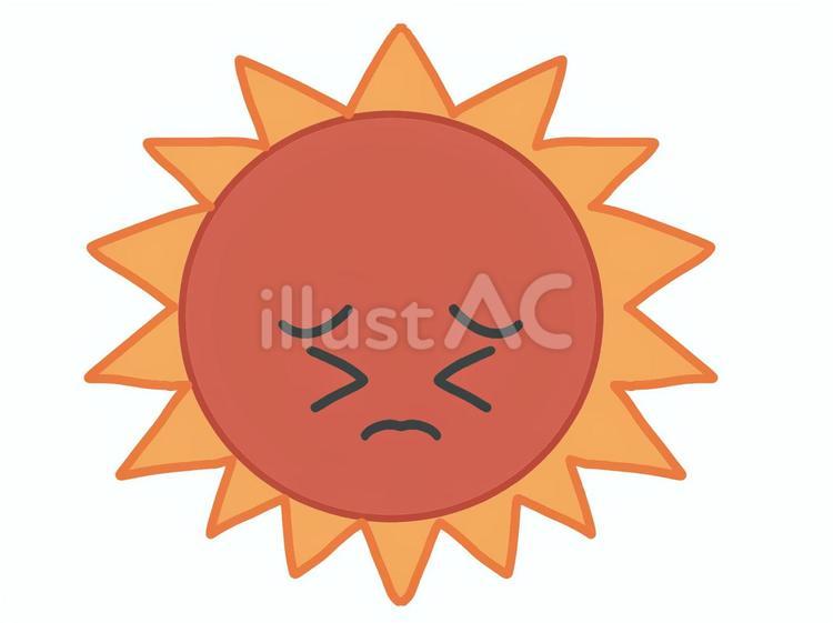 申し訳なさそうな表情の太陽 申し訳ない,ごめんなさい,太陽のイラスト素材