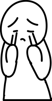 棒人間　泣いている人　４ 泣く,涙,悲しい,気持ち,つらい,落ち込む,人物,キャラ,感情のイラスト素材