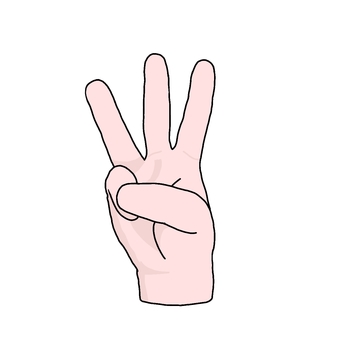 3を示す手（カラー）1 手,指,カラー,数,3のイラスト素材