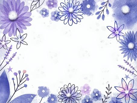 깨끗한 푸른 꽃밭, 꽃, 녹색, 프레임, JPG