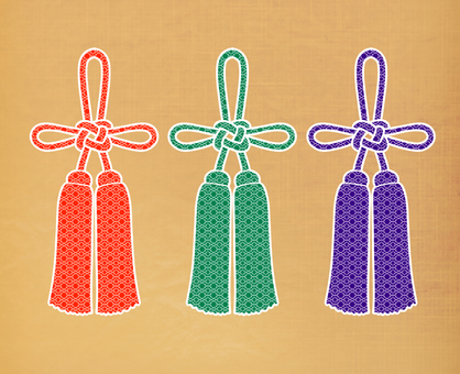 結び紐３色 結び紐,装飾,神社,寺院,縁起物,着物,３色,赤,みどり,紫のイラスト素材