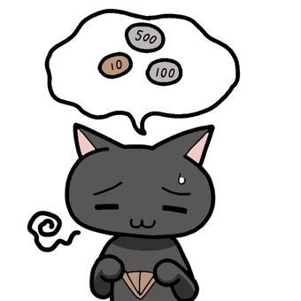黒猫と金欠 黒猫,猫,黒,動物,金,金欠のイラスト素材