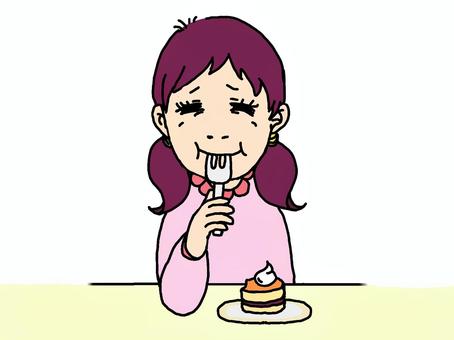 A girl stuffing her face with cake., , JPG and PNG