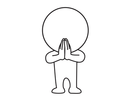 合掌 合掌 棒人間,合掌,線画,シンプル,ゆるいのイラスト素材