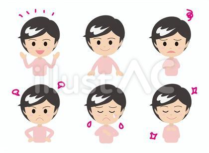 ショートの女性表情いろいろ