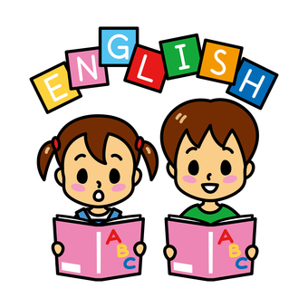 子供　英語の勉強 子供,習い事,英語,英会話,英語教室,リーディング,小学生,男の子,女の子,男女のイラスト素材